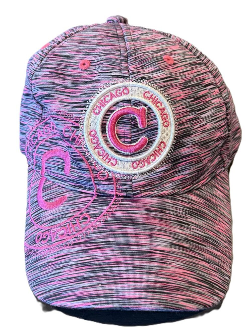 Robin Ruth Chicago Women's Adjustable Hat Pink Gray Black Good Used Condition
